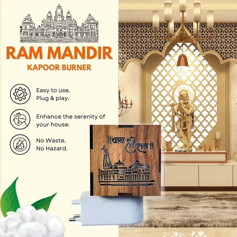 3-in-1 Ram Mandir Electric Aroma Burner & Night Lamp | Kapoor Burner